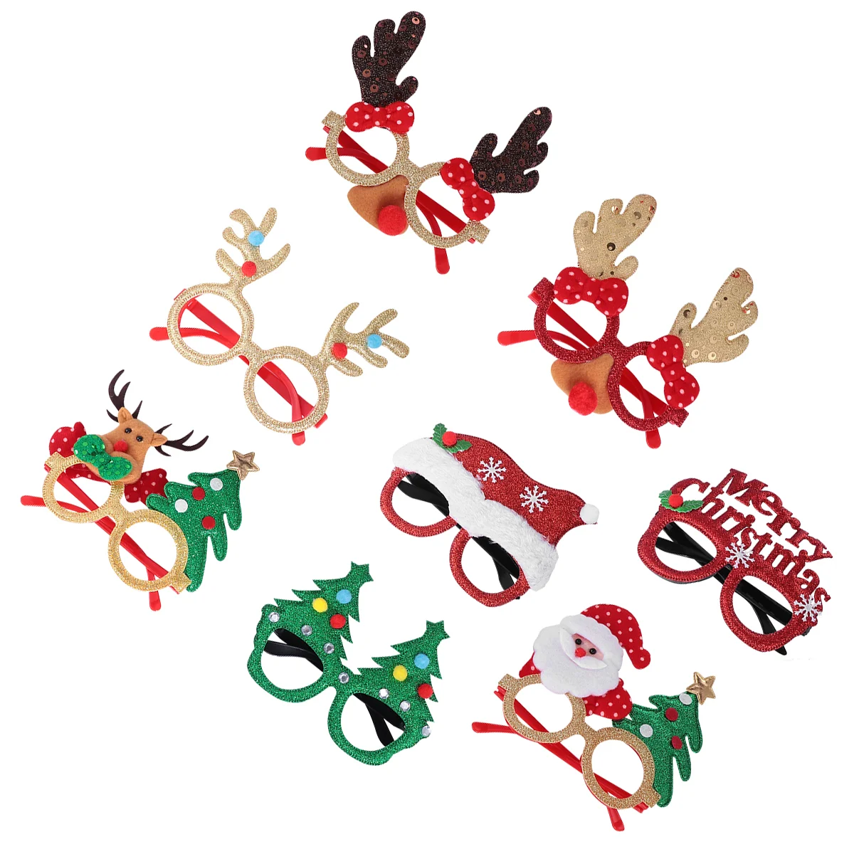 

8pcs Christmas Party Decorative Glasses Novelty Glasses Eyeglasses Red Green