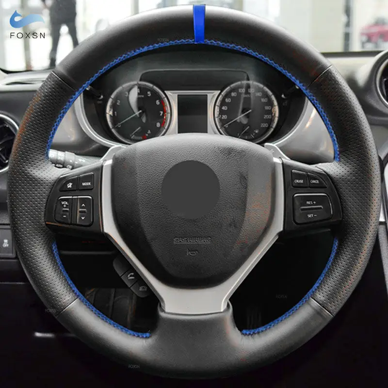 Handgeflecht Autozubehör Lenkradbezug Lederbesatz für Suzuki Swift 2011–2017 SX4 S-CROSS Celerio Vitara 2015–2019