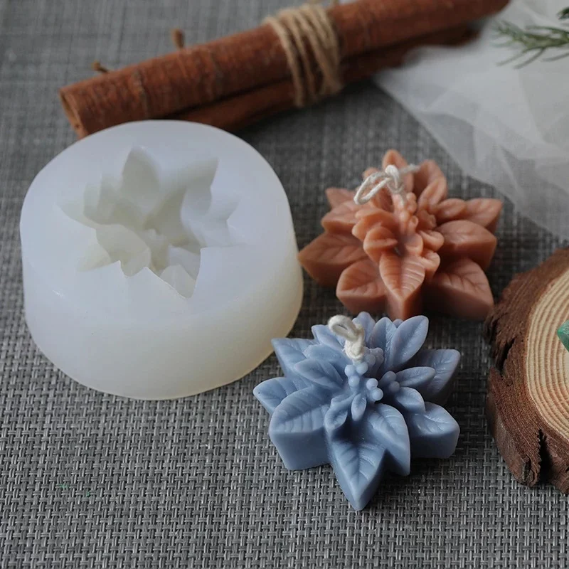 Christmas Flower Silicone Mold Aromatherapy Candle Resin s Cake Decorating Handmade Soap Making