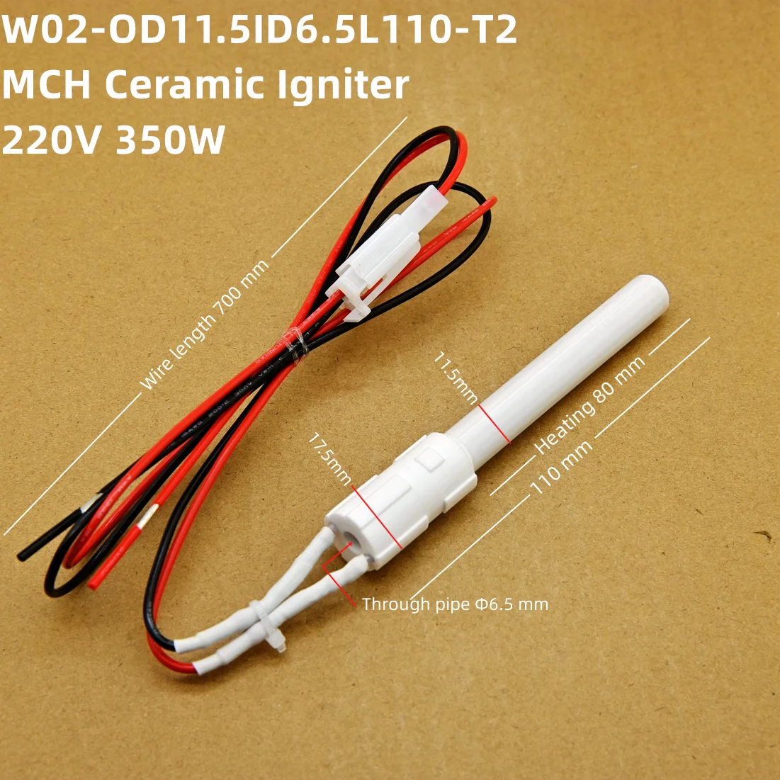 220V 350W Ceramic Igniter Pellet Barbecue Stove Heating Furnace Ignition Rod Internal and External Insulation