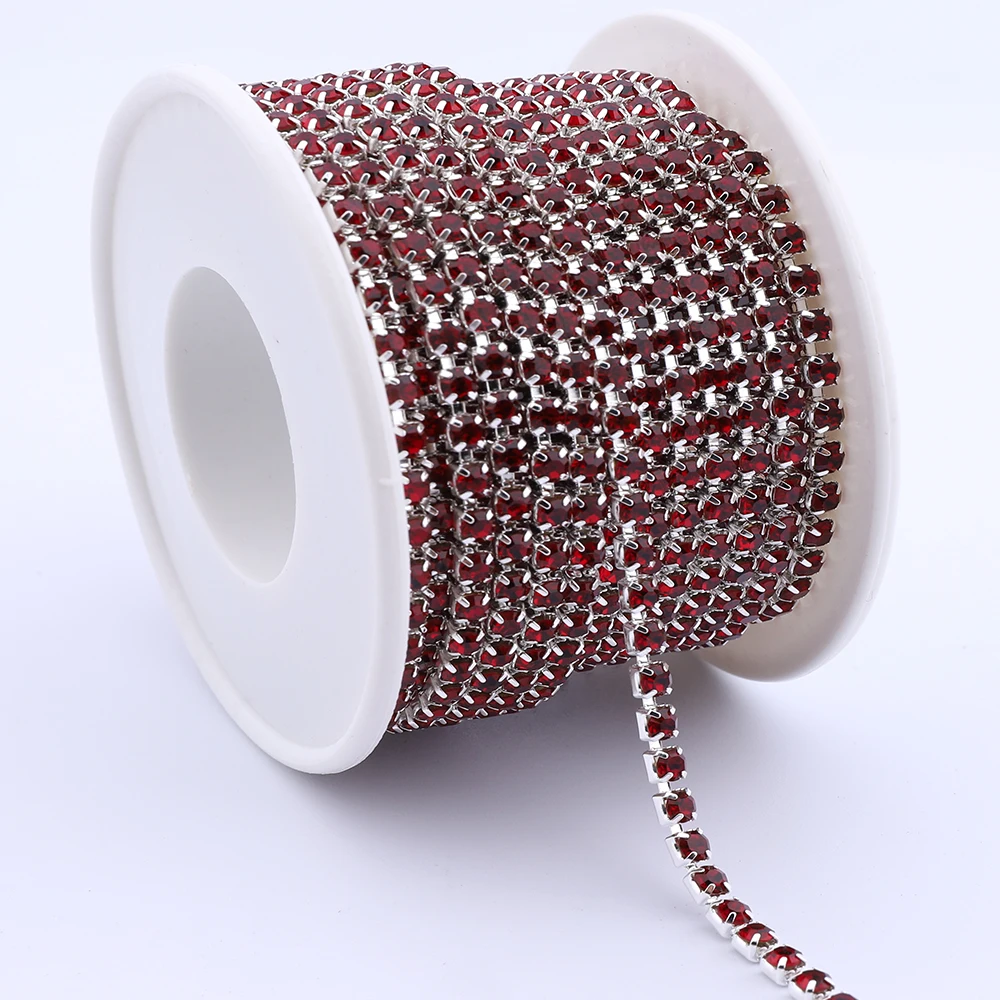 10 Yards/Rolle SS6-SS16 Glänzende Kristall-Strass-Kette zum Aufnähen oder Aufkleben für Kleidung, Schmuck, Bekleidungszubehör, Verzierung, Cup-Kette – Detail 19