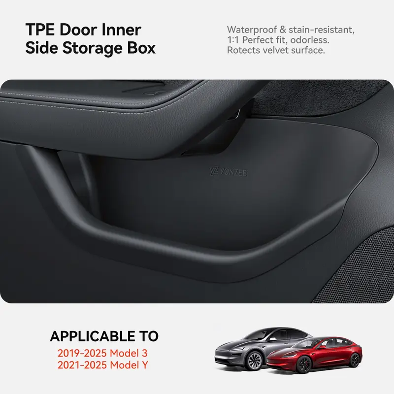 YZ For Tesla Model Y 3 YL Juniper Highland Car Door Side Storage Box Door Organizer Tray Trash Can Accessories - Image 2