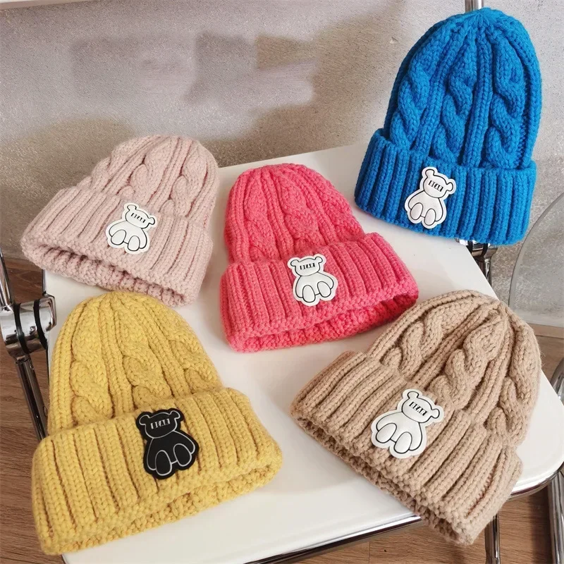 

Baby Kids Warm Hat Korean Cartoon Bear Beanie for Children Boy Girl Winter Toddler Cap Warmer Newborn Stuff Accessories Items