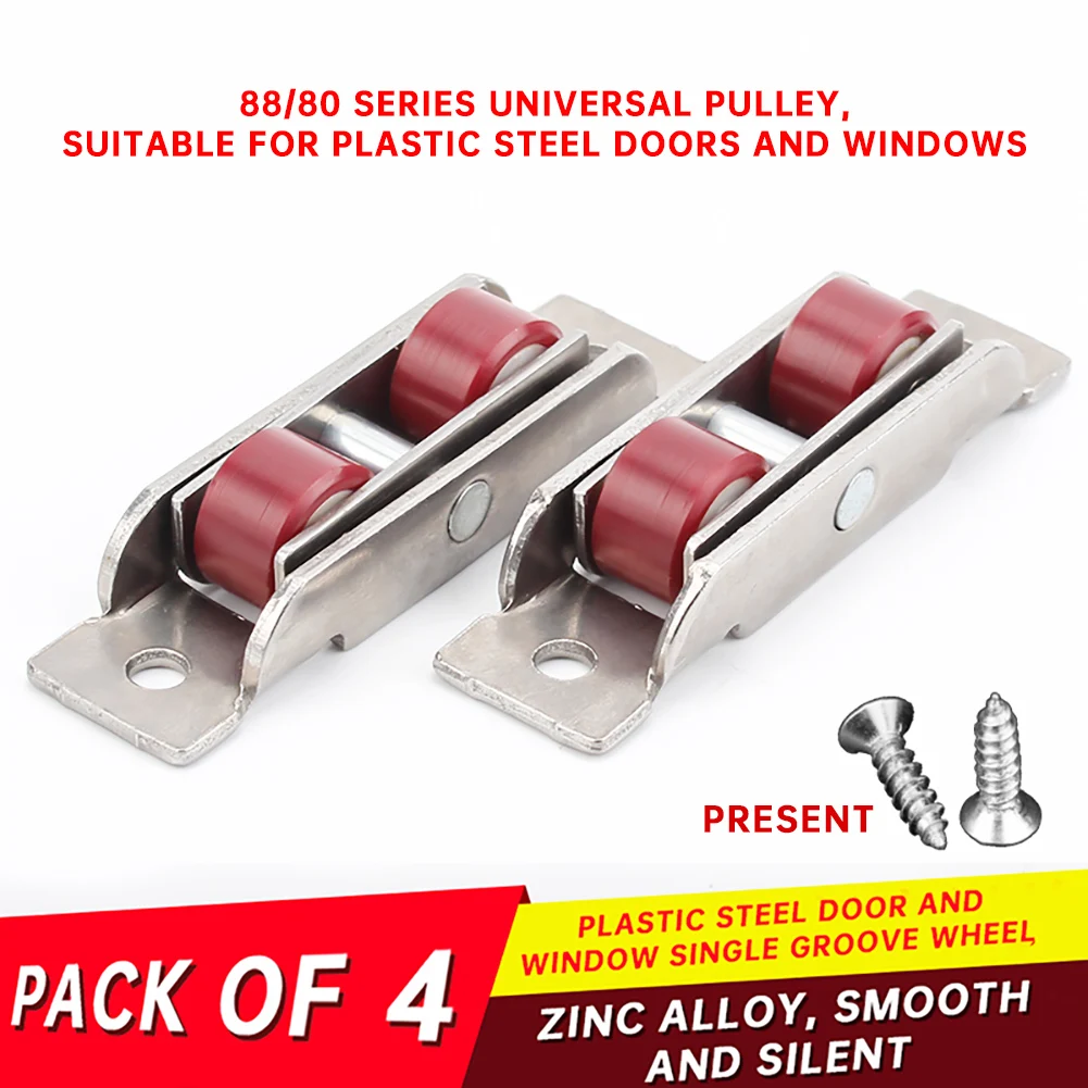 

4 pcs Pvc Window Pulley 88 Type Needle Bearing 77 Flat Wheel 80 Type Concave Wheel Groove Glass Sliding Door and Window Roller A