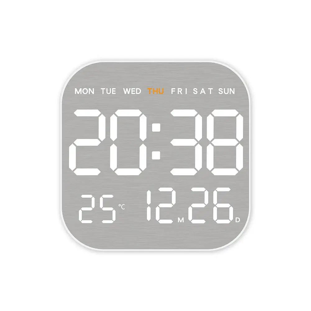 שעון קיר מתכתי מבריק שעון אלקטרוני מולטיפונקציונלי שעון מעורר אלקטרוני LED שעון מעורר מינימליסטי שעון מעורר אלקטרוני LED