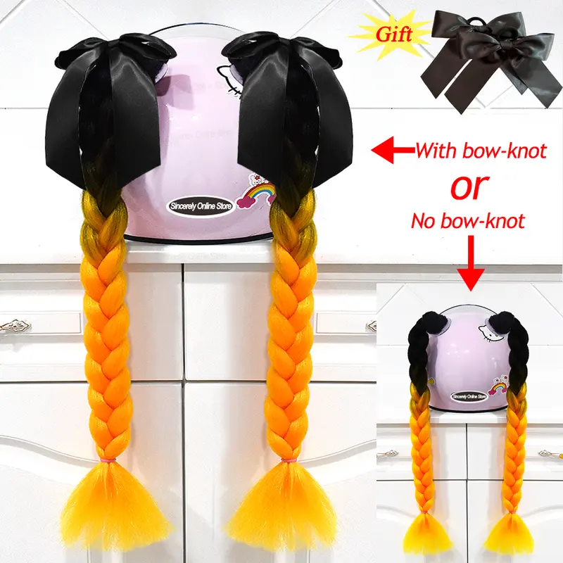2pcs Quality Braids For Motorcycle Helmet Ponytail Sucker Braids Wig For Woman Helmet Decor Ears Twist Accessories 164 Colors - Image 27