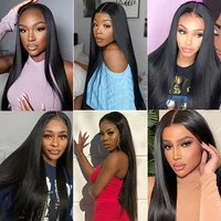 Perruque Lace Closure 100% cheveux humains lisses 2x6, couleur naturelle, cheveux vierges brésiliens pré-épilés, 10-20 pouces, extrémité complète, partie libre/centrale 6