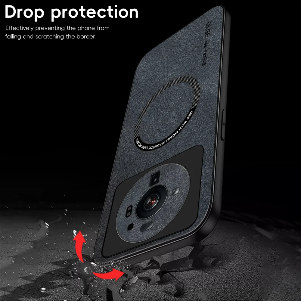 Magnetic Retro Leather Soft Phone Case with Wireless Charging Compatibility