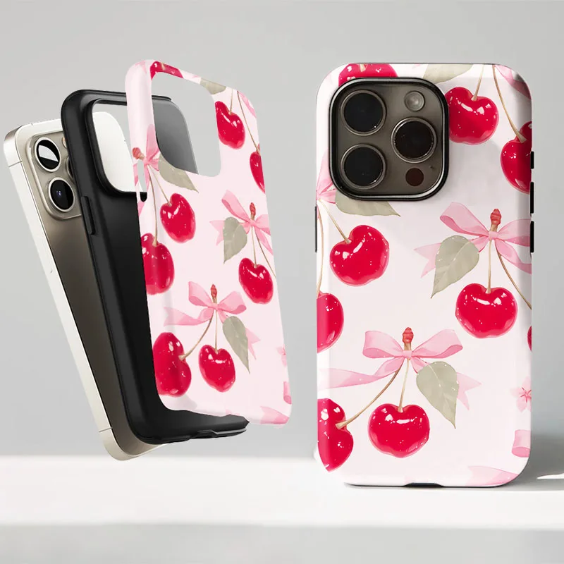 Pink Cherry 2-in-1 Film Shell Phone Case