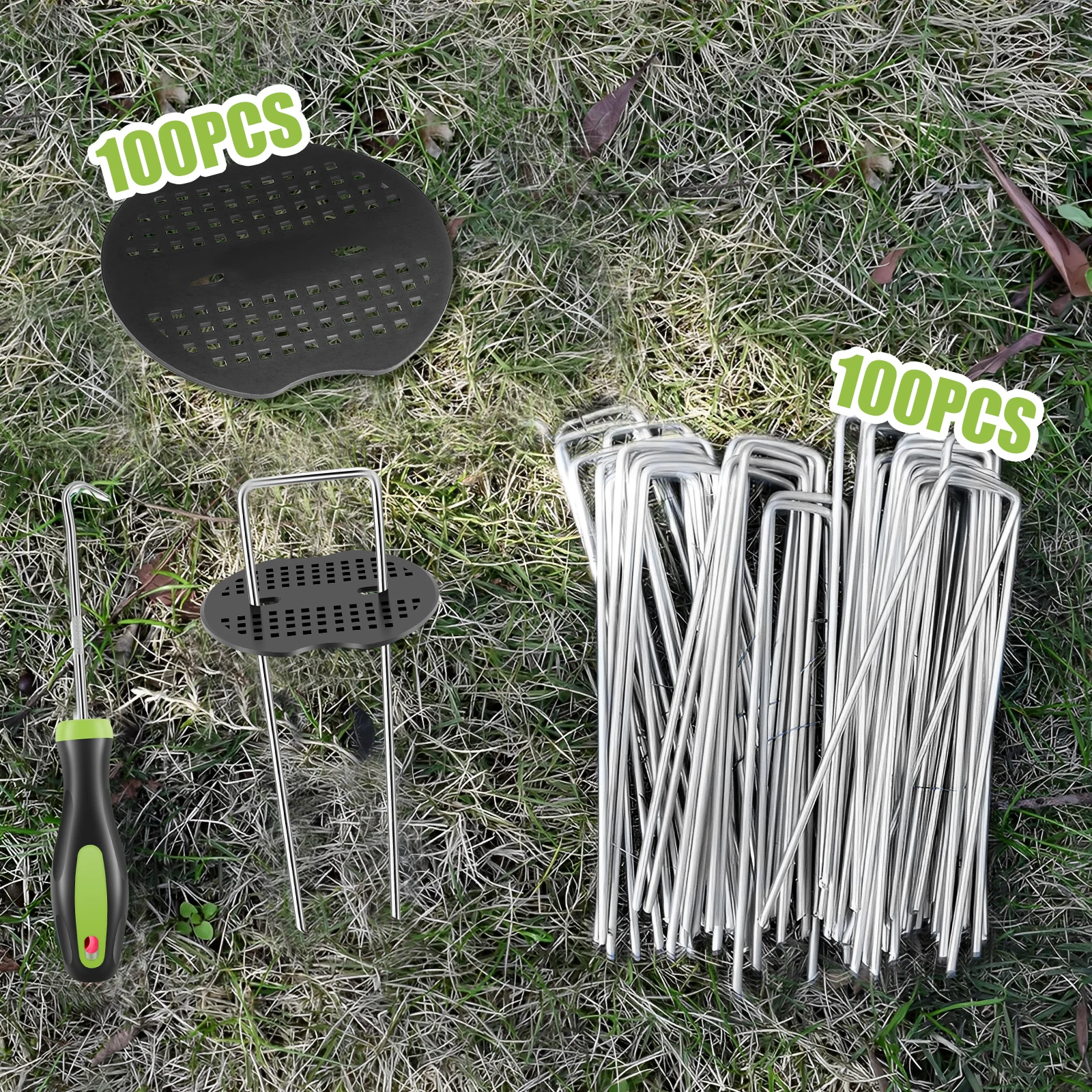 Garden Staples Plant Stakes 100Pcs U-Shaped Garden Stakes Staples Galvanized Steel Landscape Staples Mats Multipurpose Landscape Pins Turf Garden