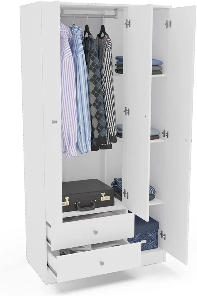 خزانة ملابس بمساحة مع 3 أبواب ودرجين كبيرتين BN343...
