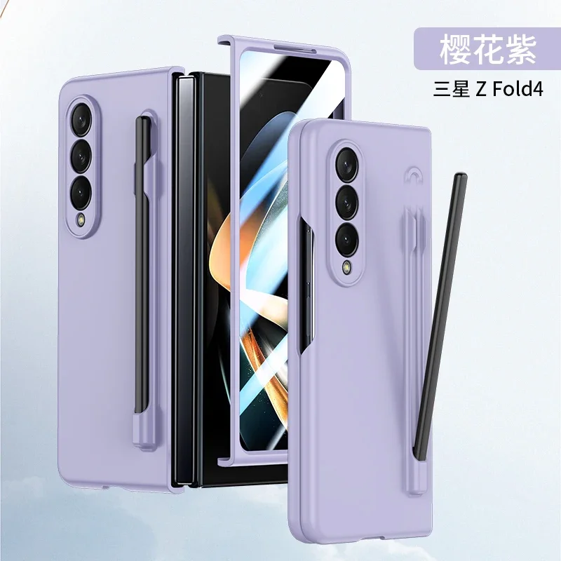 Premium Skin Feel Shockproof Phone Case with Pen Slot - Hard PC Protection Cover for Samsung Galaxy Fold Series