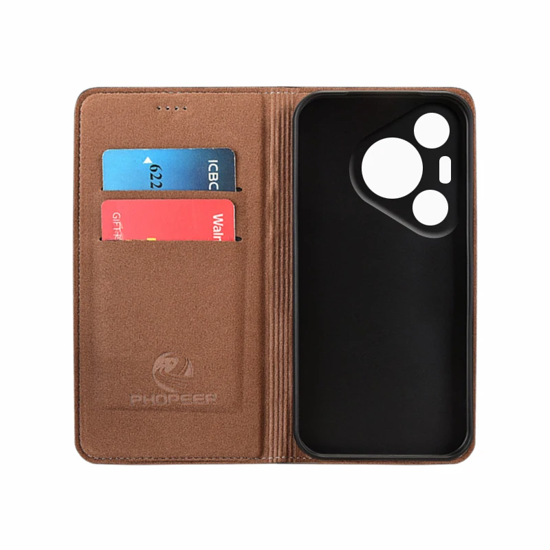 Luxury Cowhide Genuine Leather Wallet Flip Case with Napa Grid Magnetic Cover