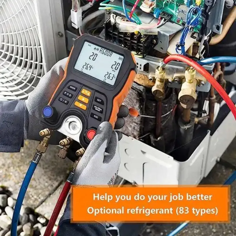 HTI HT-750 디지털 압력 게이지, 냉동 진공 매니폴드 테스터, 냉매 계량기, 신제품