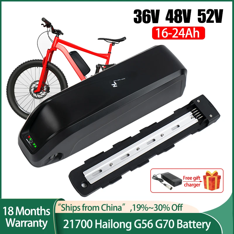 

21700 18650 G56 G70 Ebike Battery 48V19.2AH Hailong Downtube 52V 19.2AH Electric Bicycle Batteria Pack for Bafang 250W-1500W