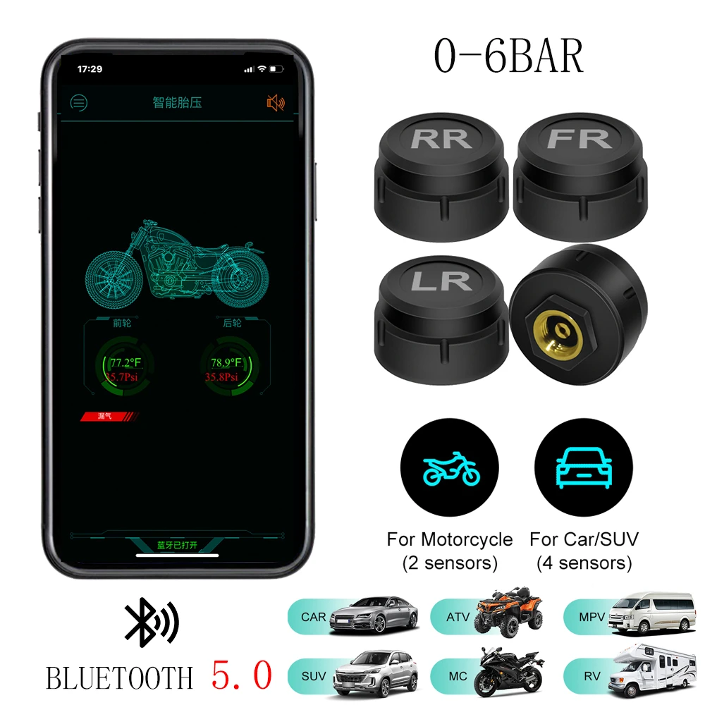 Tire Pressure Sensors Motorcycle Tpms Monitoring System 2/4 Tyre