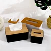 Tissue Box Table Napkin Rings Tissue case Paper Box Container Bamboo Cover Solid Wood Storage Box Home Table Decoration 3