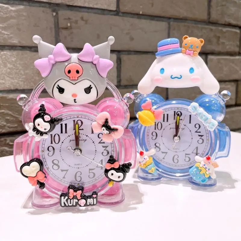 

Sanrio Kawaii Hello Kitty Alarm Clock Kuromi Simple Candy Colors Durable Adjustable Time Children Get Up Artifact Kids Gift