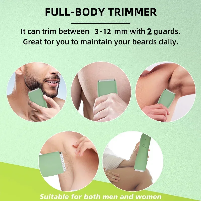 Body Hair Trimmer for Men Balls Waterproof Green Electric Shaver Trimmer Machine for Man Shaving Groin Trimmers Sensitive Areas 3