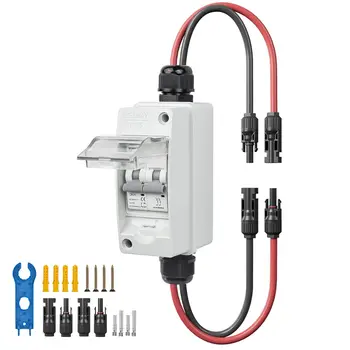 Interruttore di Disconnessione per Pannelli Solari 1000V 60A, Interruttore PV da Esterno, Interruttore Automatico Miniatura IP65