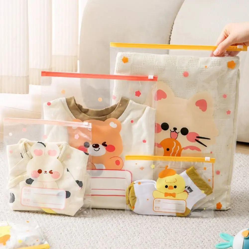 10PCS Cartoon Multi-size Storage Bag Portable Baby Clothes Storage Classified Sealed Bag Classified Organizer Bag Travel