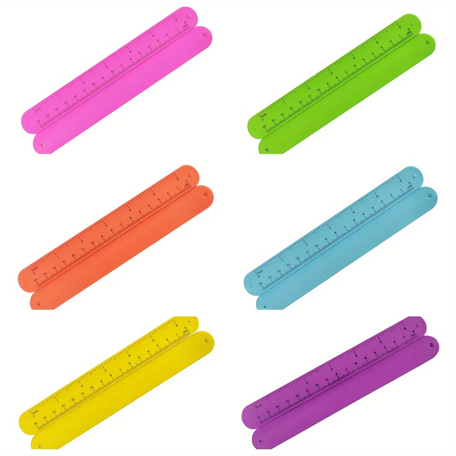 Silicone Wristband Ruler Slap Bracelets Bands Snap Bands 6pcs ruler set drawing ruler