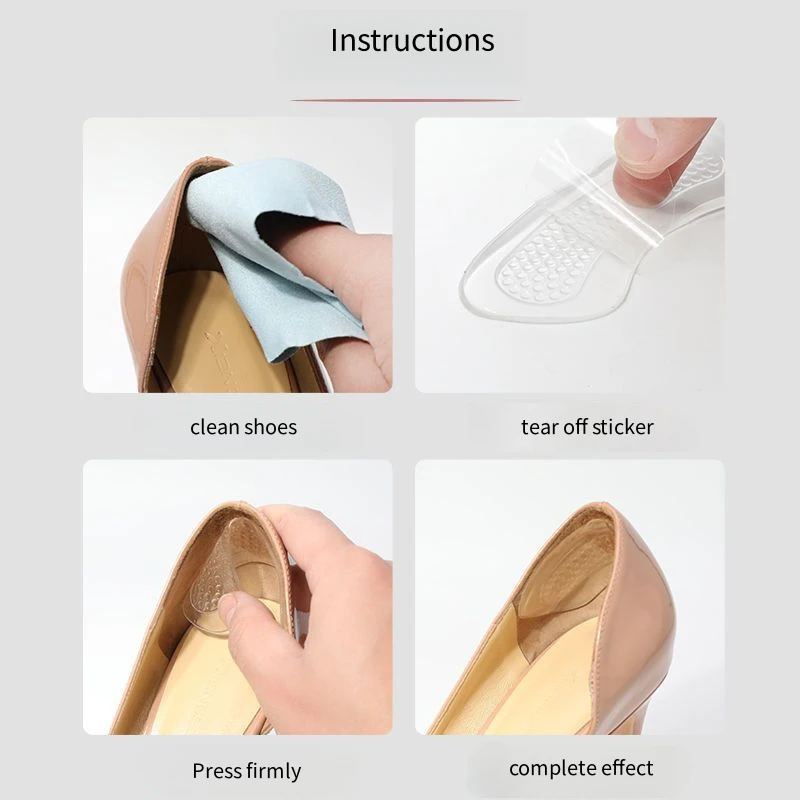 Silicone Gel Women High Heels Stickers Cushion Anti Slip Foot Pads Adjustable Size Heel Insoles Protectors Foot Care Accessories