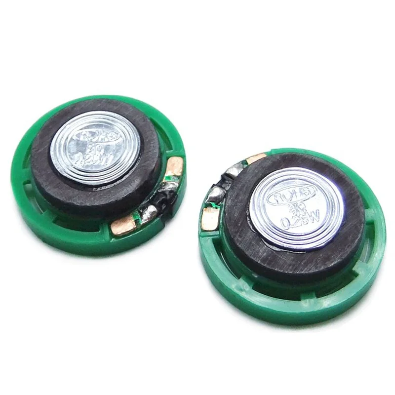 2Pcs 0.25W 16 ohm 35mm Round Green Plastic Magnet Electronic Speaker Loudspeaker