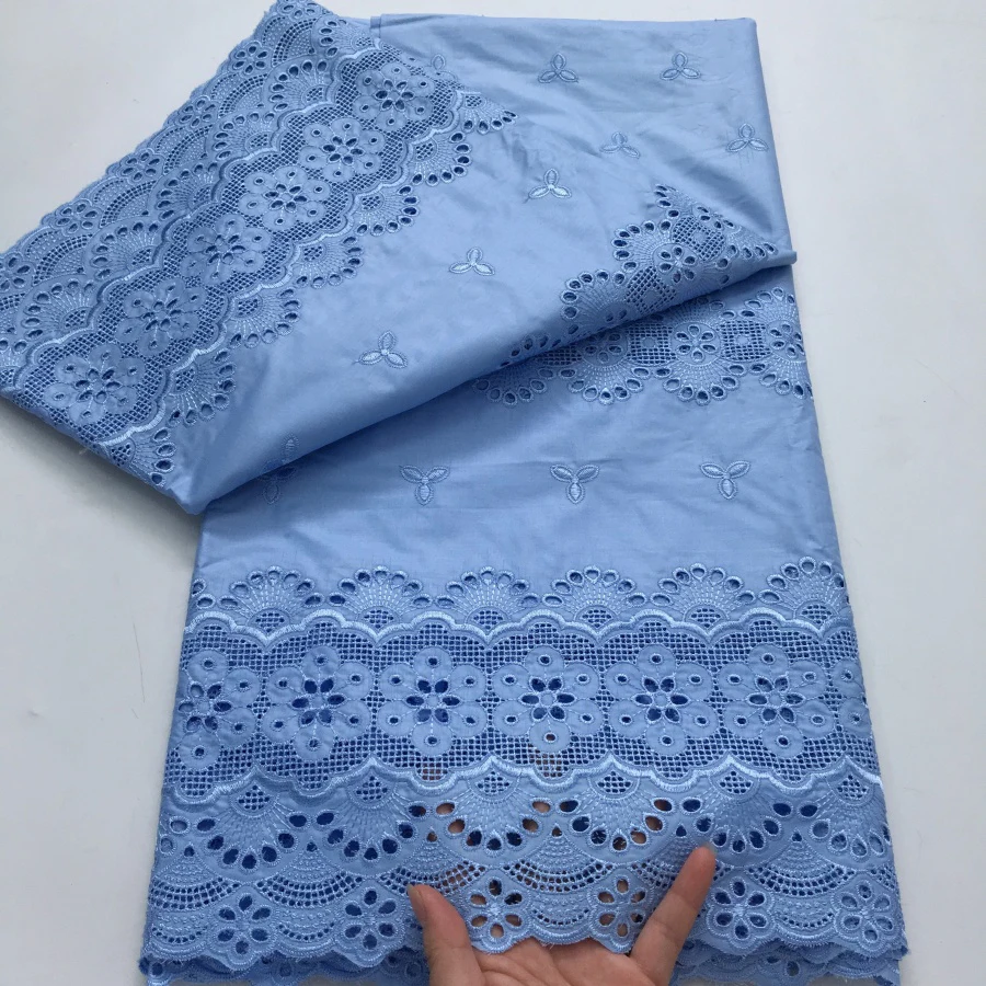 5 Yards Nigerian Dry Cotton Lace Fabric Embroidered African Cotton Lace for Women Wedding Dress cotton fabric