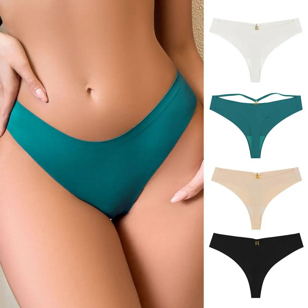 

Women Panties High Waist Solid Color Metal Hook Decor Soft Elastic Anti-septic Soft Breathable Moisture-wicking Lady Underpants