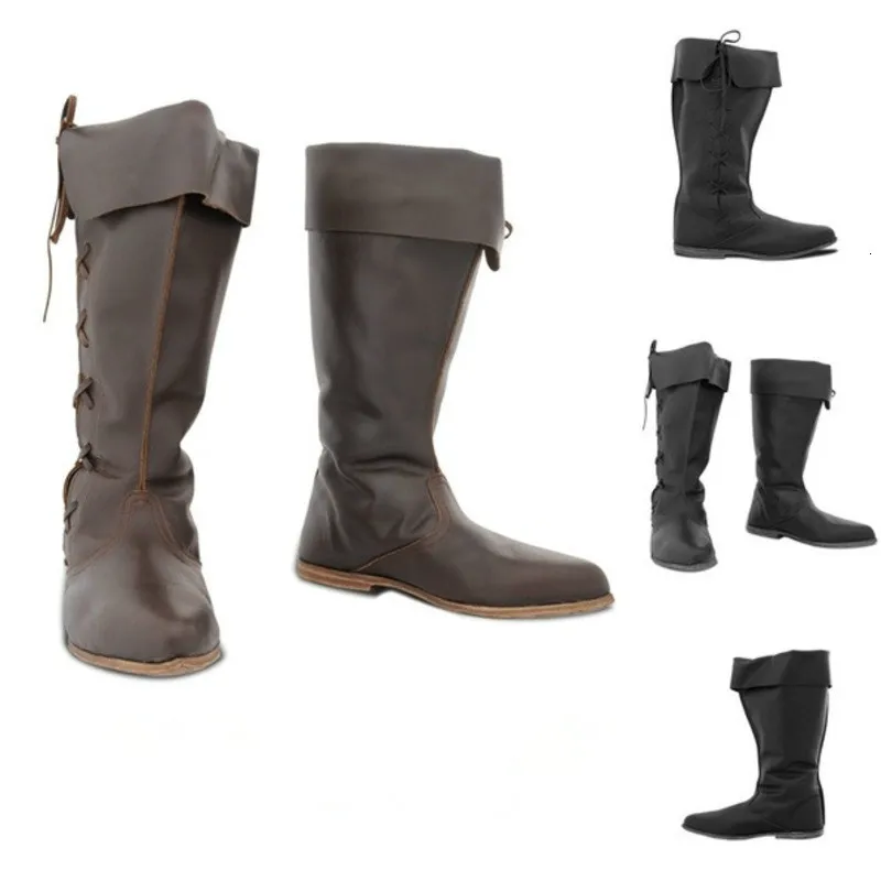 

Medieval Retro Leather Renaissance Ankle Boots Steampunk Shoes Knight Pirate Cosplay Boots Gothic Punk Shoes Halloween Carnival