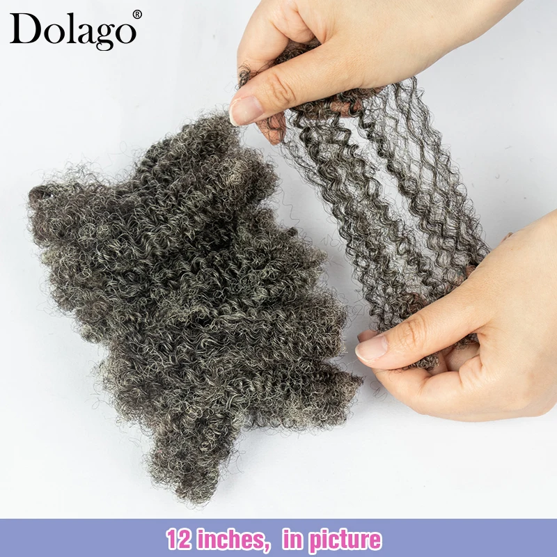 Human Hair Braiding Hair Afro Kinky Curly Bulk Human Hair Micro Locs Bulk For Braiding 4C Salt And Pepper Braids Hair Extensions 3