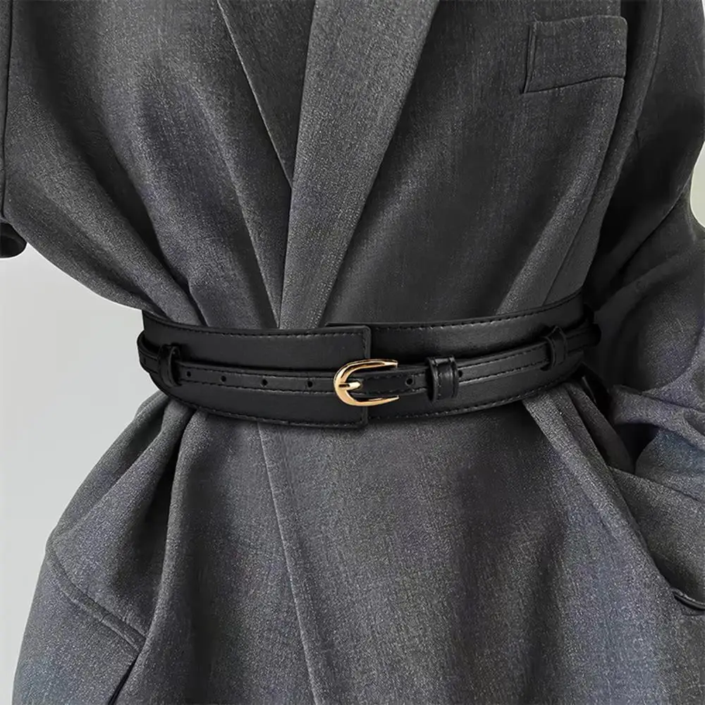 Fashionable Luxury Design Leather Wide Belt U-shaped Pin Buckle Waistband Skirt Jeans Decoration Belt Women's Waist Accessories