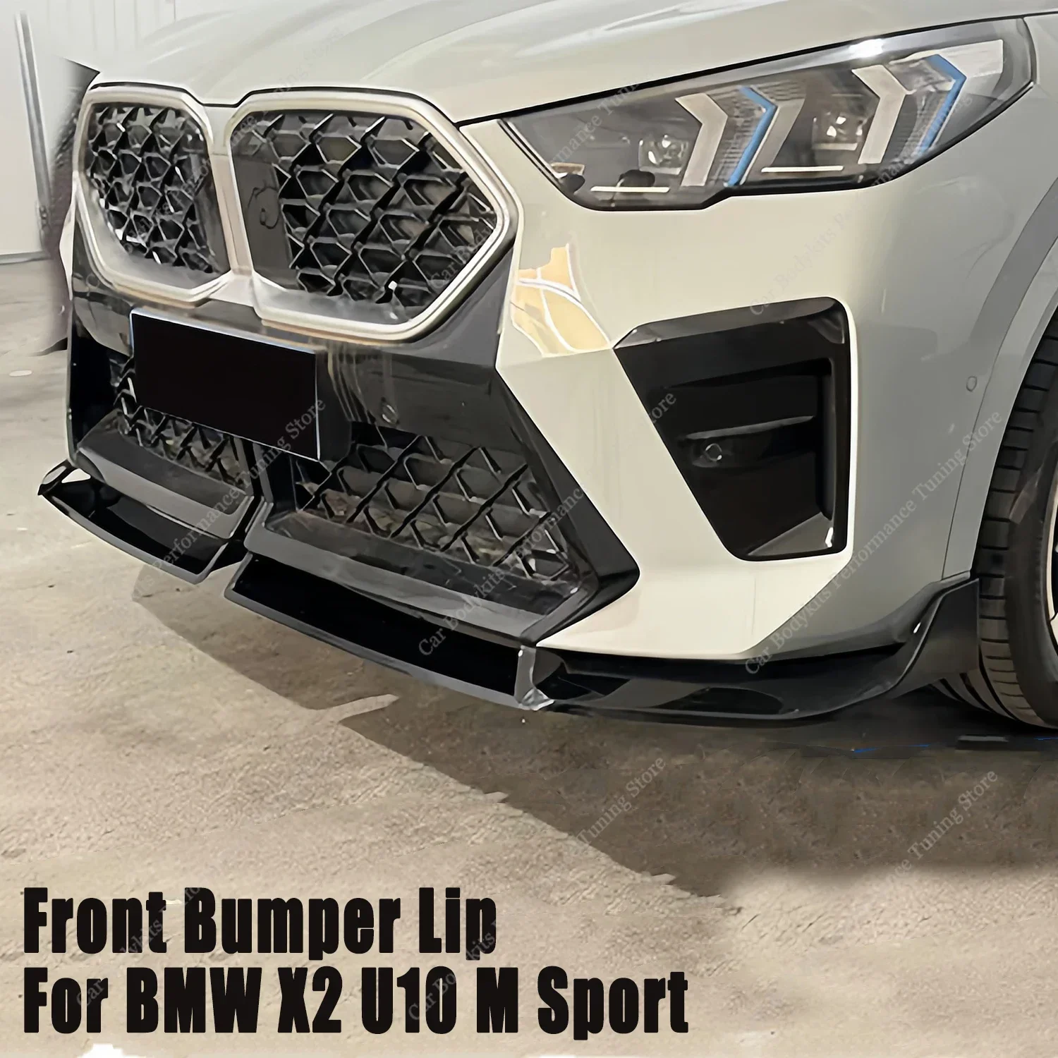 For BMW X2 U10 MT Style Gloss Front Bumper Splitter Lip Spoiler