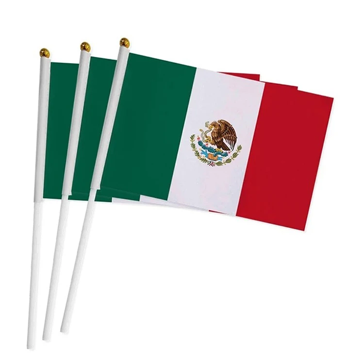 14*21cm Mexico Hand Flag, World International MX Mexico Mexican National Hand Held Small Waving Flag Desk Decor Gifts