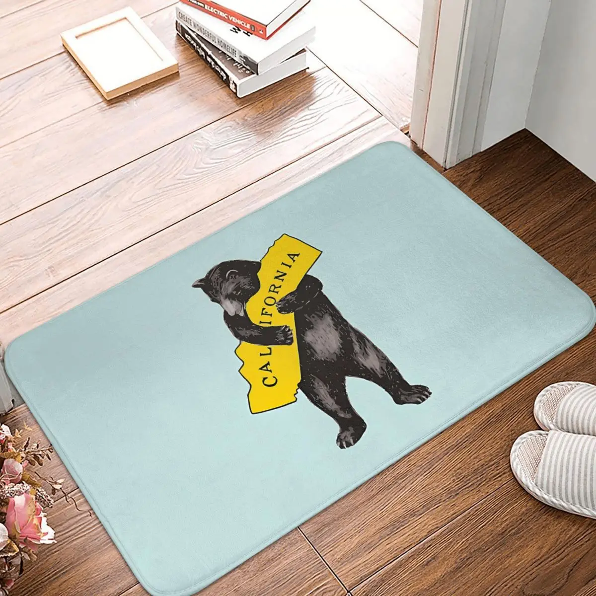 

Non-Slip Carpet Vintage California Bear Hug Illustration Doormat Living Room Bathroom Mat Entrance Door Home Rug
