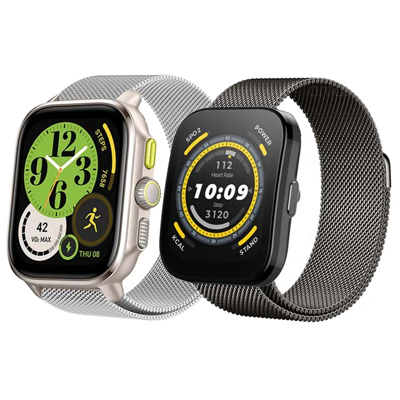 

Металлический браслет для Amazfit Bip 5, ремешок для часов Amazfit Cheetah Square Pro, Круглый Магнитный ремешок для Amazfit GTR 4 3 3 pro 2