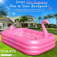 2026 Inflatable Pool with Lights Solar Flamingo Swimming Pool for Adults Durable Thickened Pool for Backyard Outdoor 100X63X20 4