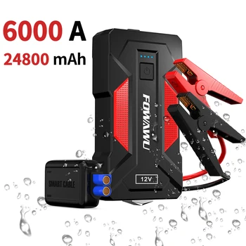 Avviatore di emergenza per auto 6000A, avviamento di emergenza, avviamento di emergenza per batteria per auto da 24800 mAh, avviamento di emergenza per auto, avviamento di ponticello per batteria portatile