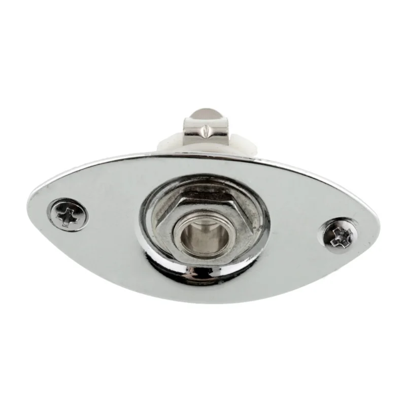 Chrome Oval Output Jack Plate 1pcs Chrome Oval Output Jack Plate Jackplate Socket W/Jack for Electric LP Guitar Guitar Accessories