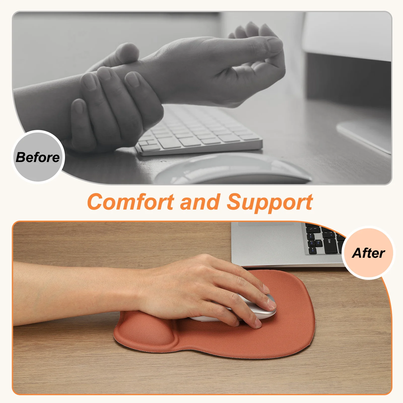 1Pc Gel Mouse Pad with Wrist Rest Ergonomic Mouse Pad Comfortable Memory Foam Non-Slip Base Soft for Computer Laptop Office Home