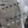 10PCS Black white Glossy Simple Cute Ribbon Mini Bow Tie Gold Silver Alloy Nail Art Rhinestones Decorations Manicure Ornaments 1