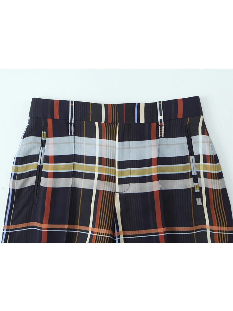 Women Casual Plaid Shirt Pant Suit Fashion Full Sleeve Single Breasted Shirt High Waist Wide Leg Trousers 2025 New Lady Outfit