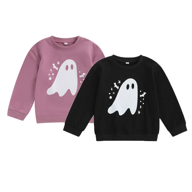 

2023-07-13 Lioraitiin 0-12Years Toddler Baby Girl Autumn Sweatshirts Halloween Clothes Ghost Print Loose Fit Pullover Tops