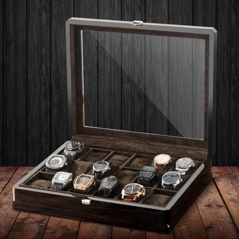 Luxury 3 5 6 8 10 Slots Wood Grain Collection Black Display Case Wooden Watch Box Bracelet Storage Organiser for Valentine Day