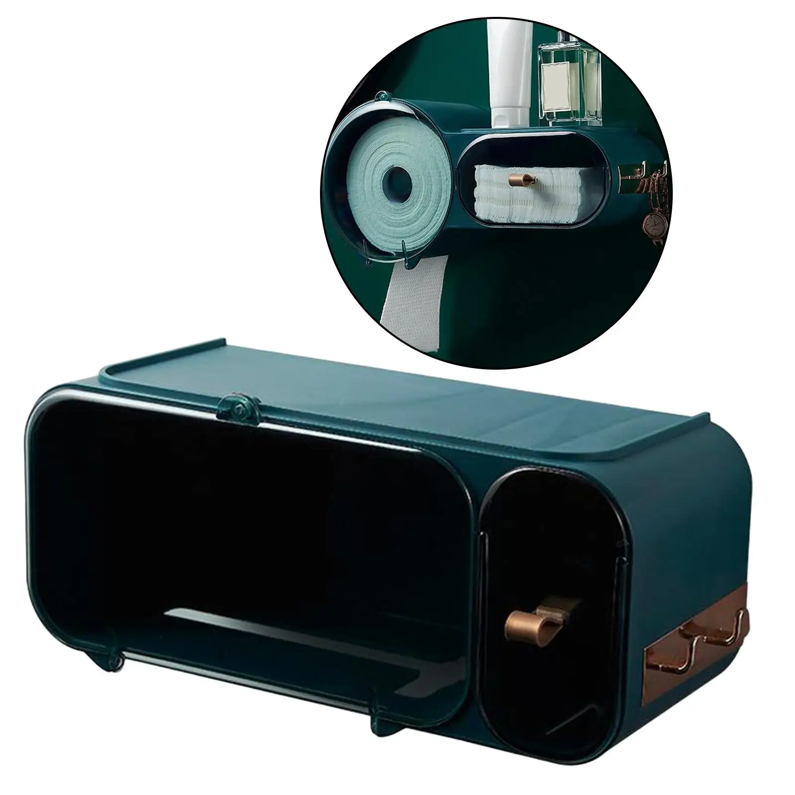 Toilet Roll Holder, Self Adhesive, Wall Mount Storage Box, with Waterproof and , Roll Paper Dispenser