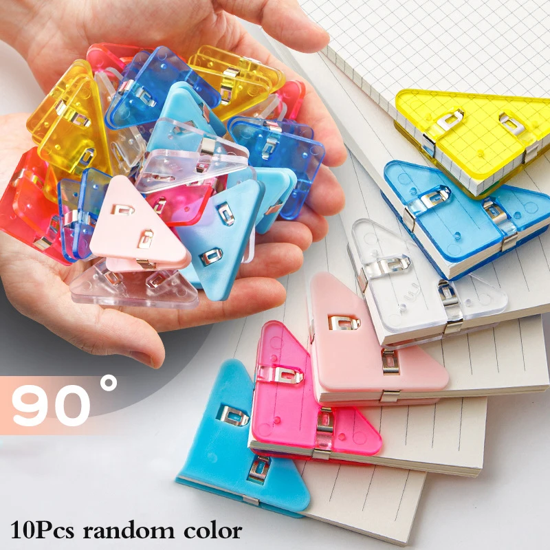 

File Triangle Corner Clips Transparent Book Corner Clip Page Holder Paper Clip File Index Photo Clamp School Desk Organizer