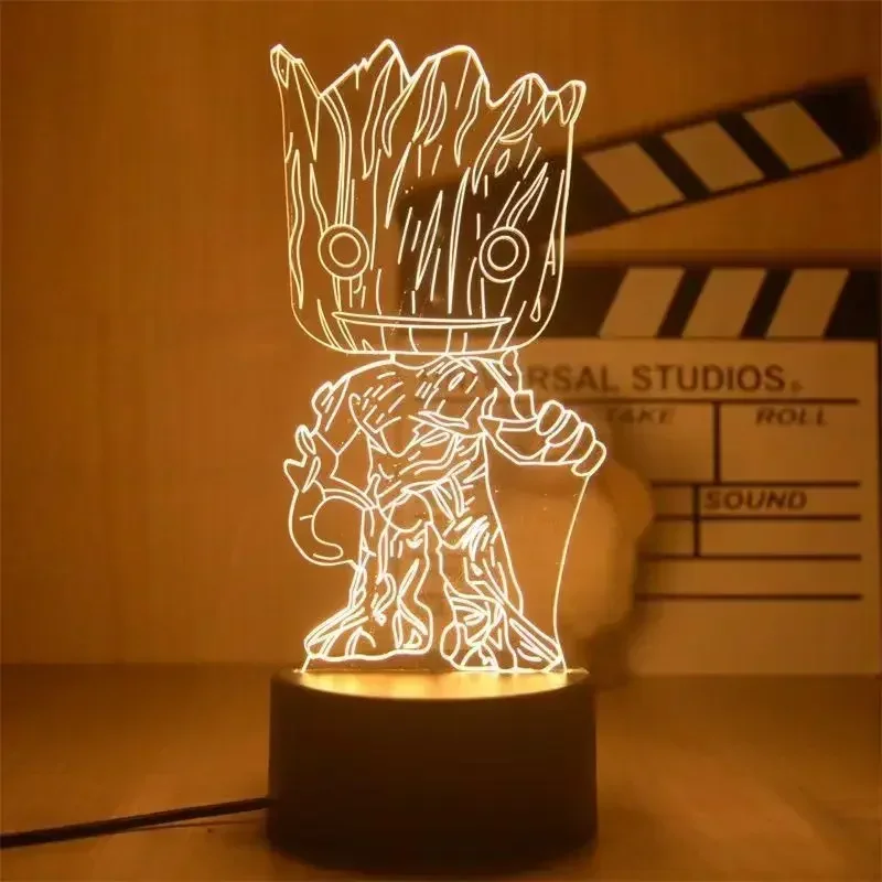 Anime Galaxy Tree Man Baby Groot 3D Led Night Light Avengers Marvel Model Toys Groot Action Figures Bedroom Decor Kids Gifts