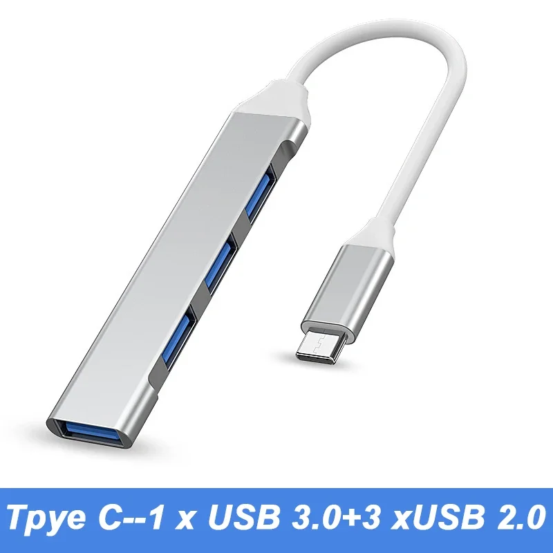 ตัวเลือกสินค้า USB 3.0 4 Port Hub สำหรับ iPhone 15 / Xiaomi / Huawei / MacBook Pro