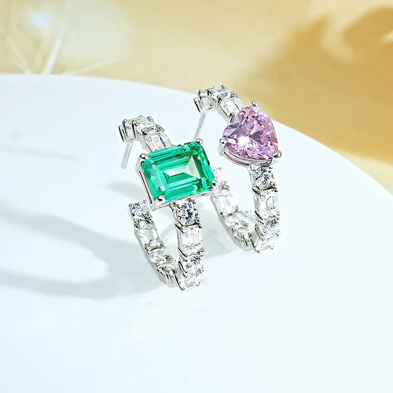 

Desire New AB Earrings with Sterling Silver Inlaid Love Light Luxury Earrings, Versatile and Elegant Style for Women